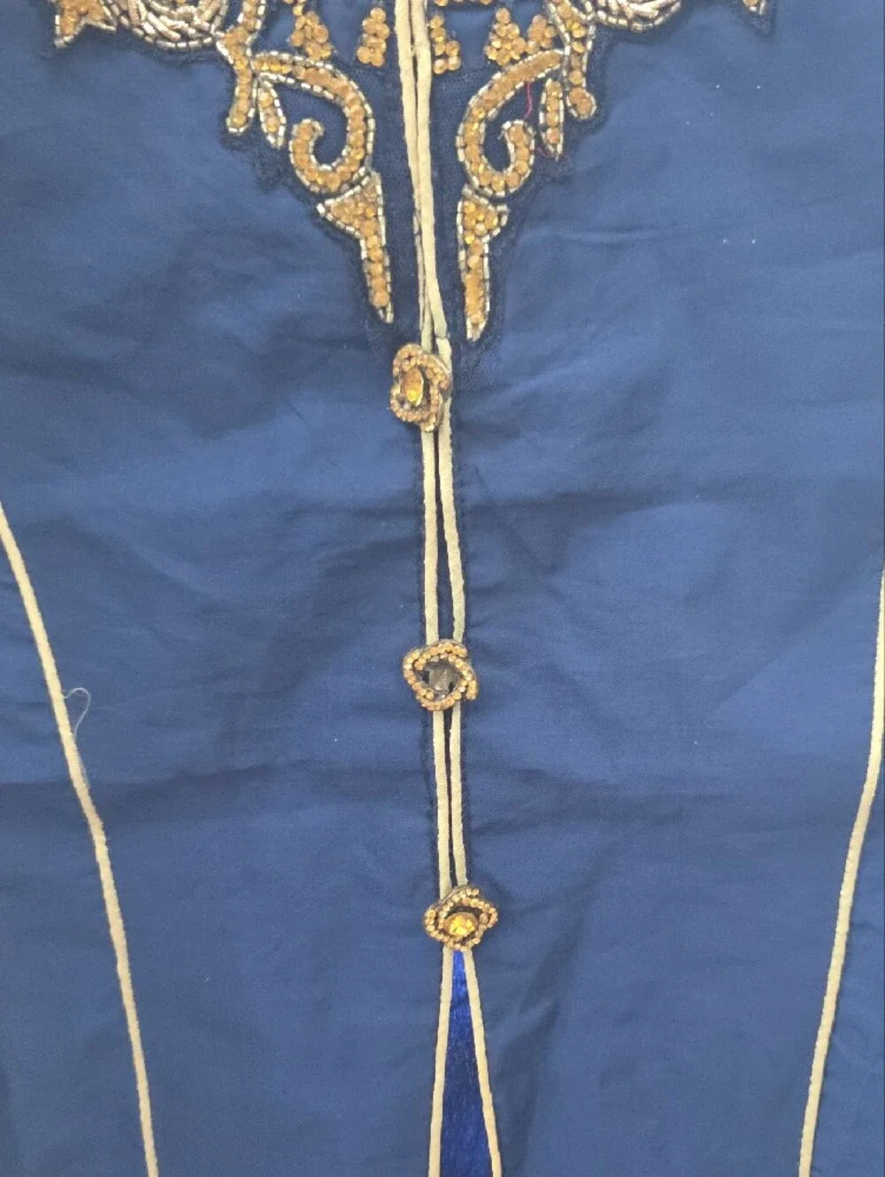 Navy Blue and Gold Embroidered Lehenga Choli Slit Kurta Set